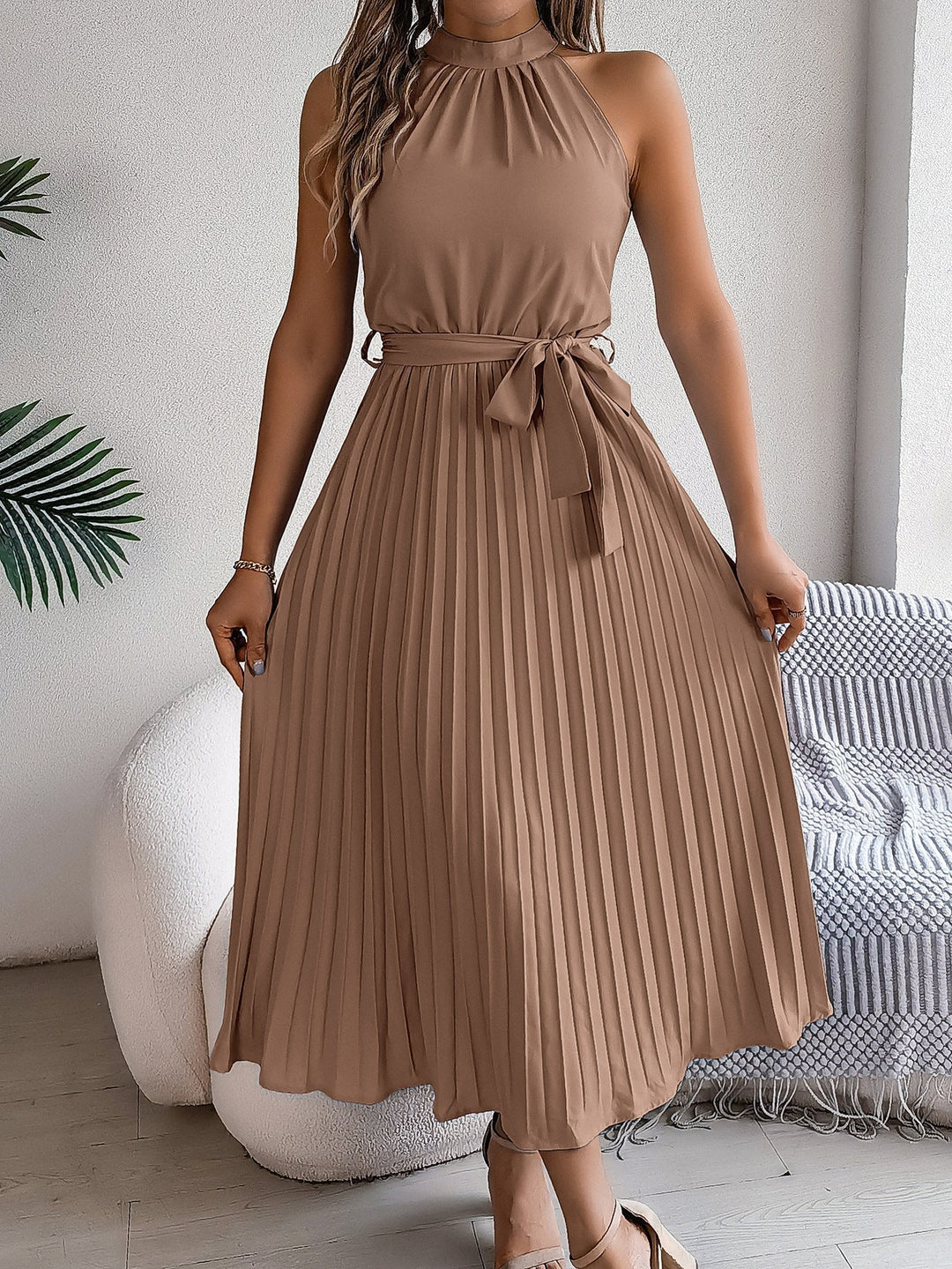 CEDRINE™ | Graceful Pleated Midi Dress CULTÉIRE DUBLIN