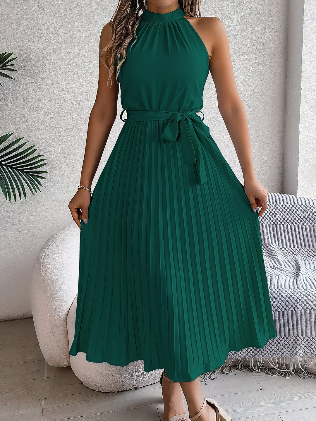 CEDRINE™ | Graceful Pleated Midi Dress CULTÉIRE DUBLIN