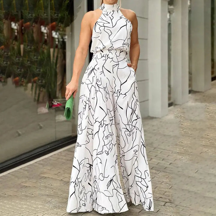 QIANA™ - Elegant Wide Leg Neck Tie Sleeveless Summer Jumpsuit CULT ÉIRE