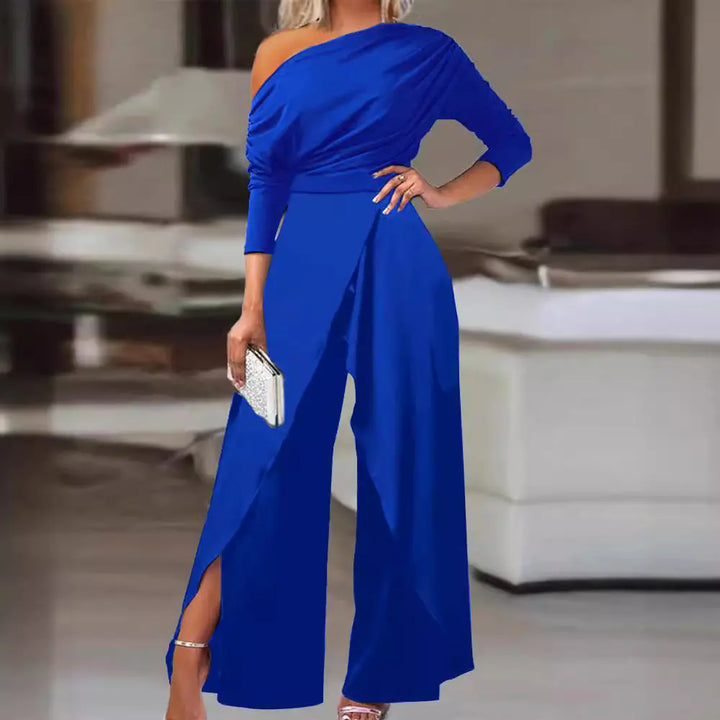 RANA™ - Elegant Ruched Wrap Split Hem Jumpsuit CULT ÉIRE