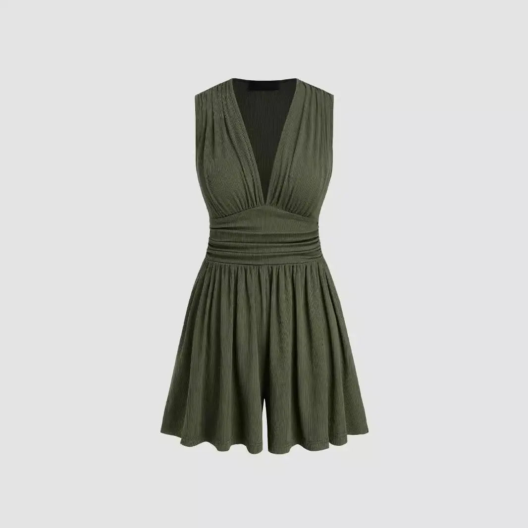 PARIS™ - Chic V-Neck Sleeveless Overall Romper CULT ÉIRE