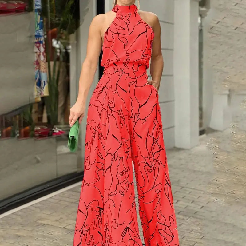 QIANA™ - Elegant Wide Leg Neck Tie Sleeveless Summer Jumpsuit CULT ÉIRE