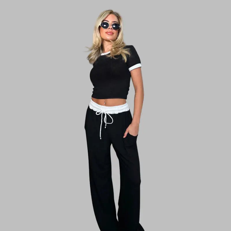 PLATU™ - Casual Short Sleeve and Wide Leg Pants Set CULT ÉIRE