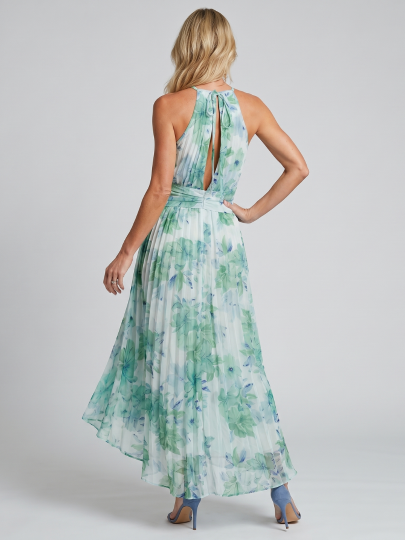 PORTIA | Pleated Halter Floral Midi Dress CULTÉIRE DUBLIN