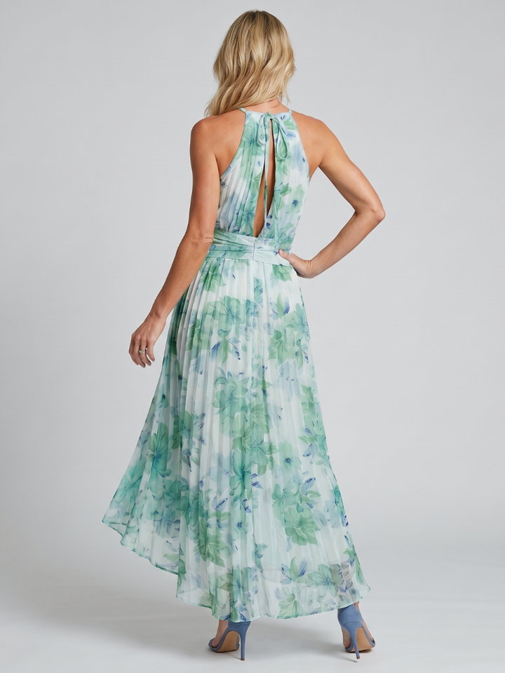 PORTIA | Pleated Halter Floral Midi Dress CULTÉIRE DUBLIN