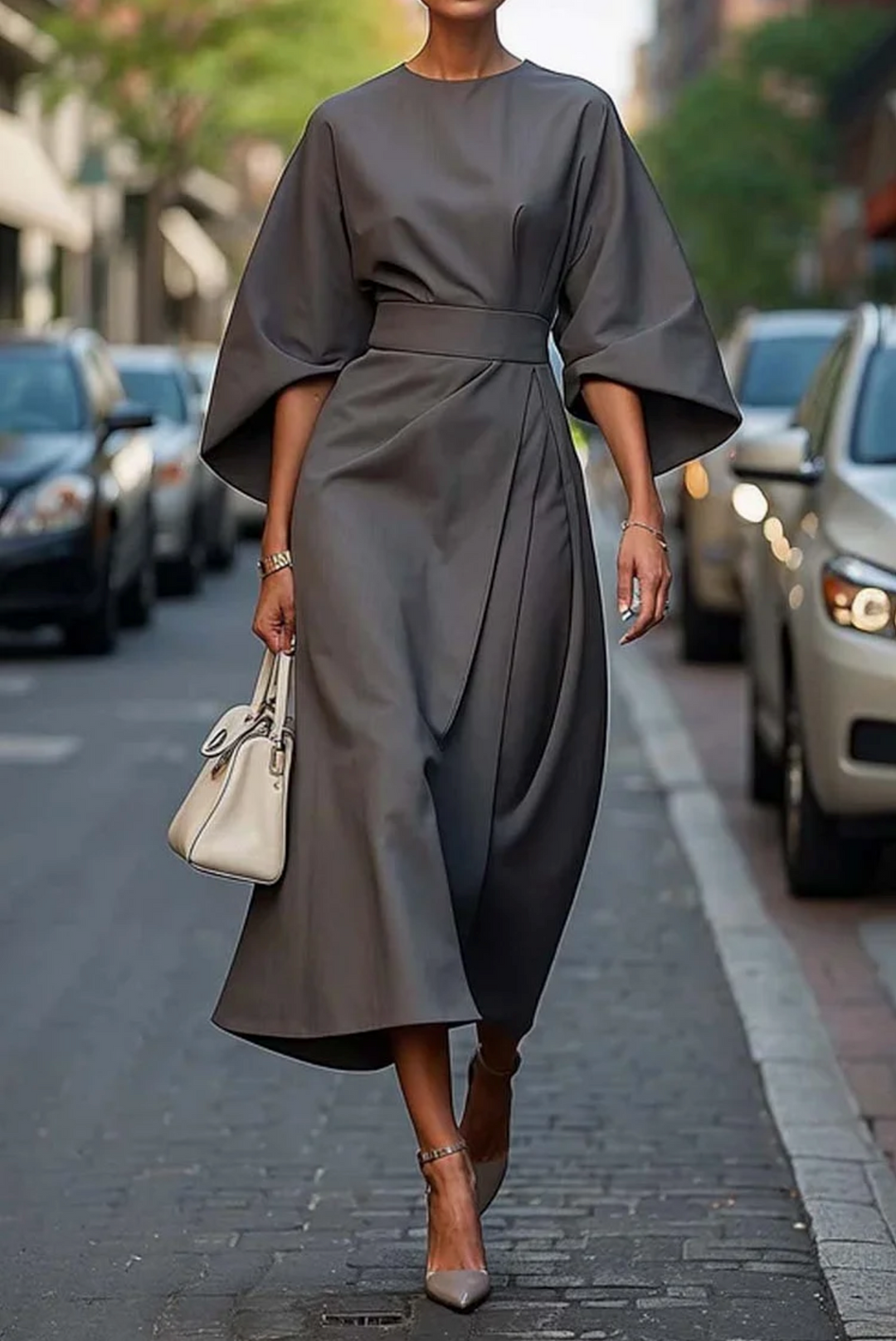 Maya™ | Elegant Lantern Sleeve Dress CULTÉIRE DUBLIN