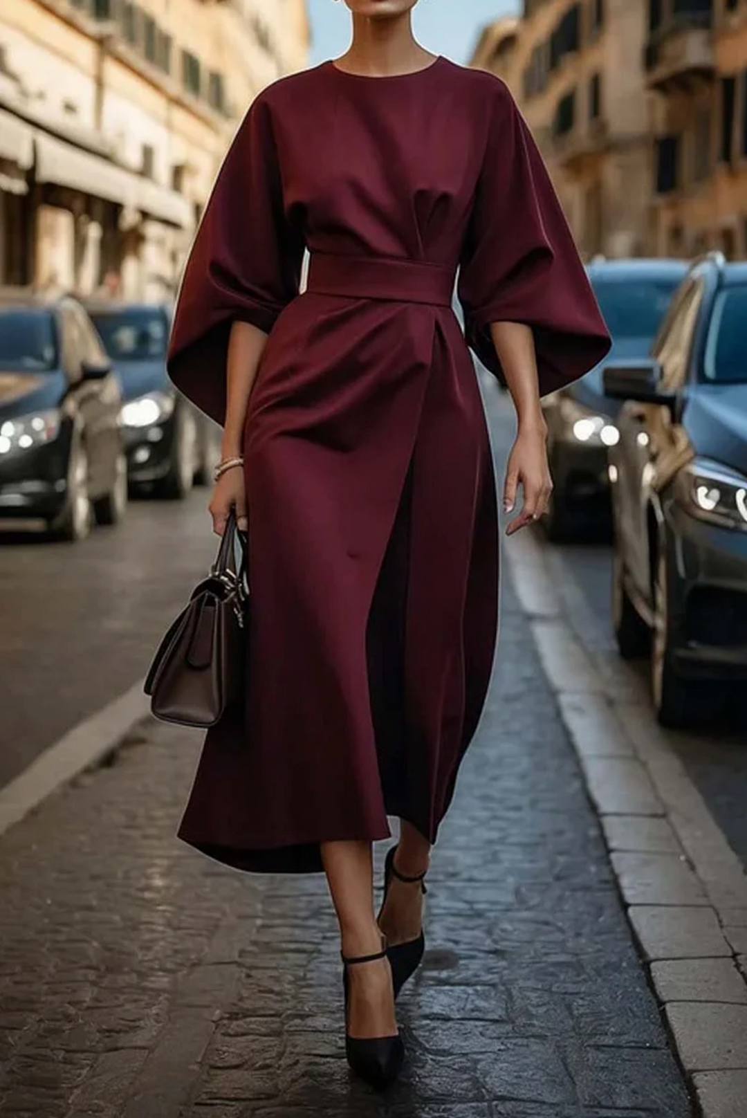 Maya™ | Elegant Lantern Sleeve Dress CULTÉIRE DUBLIN