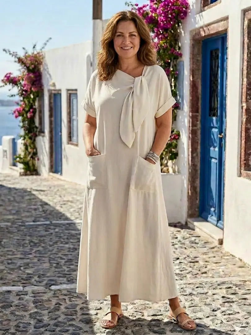 ELOWYN™ | Round Neck Short Sleeve Pocket Maxi Dress CULT ÉIRE