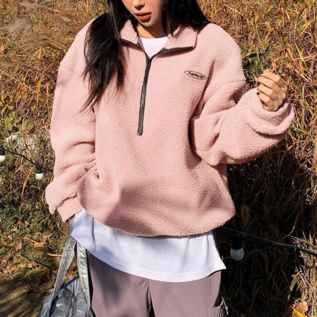 AVALANNA™ - Comfy Fuzzy Half Zip Long Sleeve Sweatshirt CULTÉIRE DUBLIN