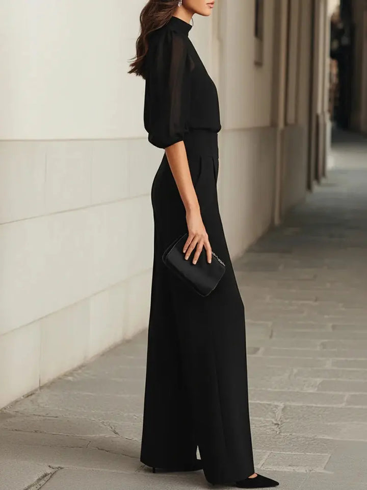 Emma | Elegant Sheer Top and Wide-Leg Trousers 3 Piece Set CULT ÉIRE
