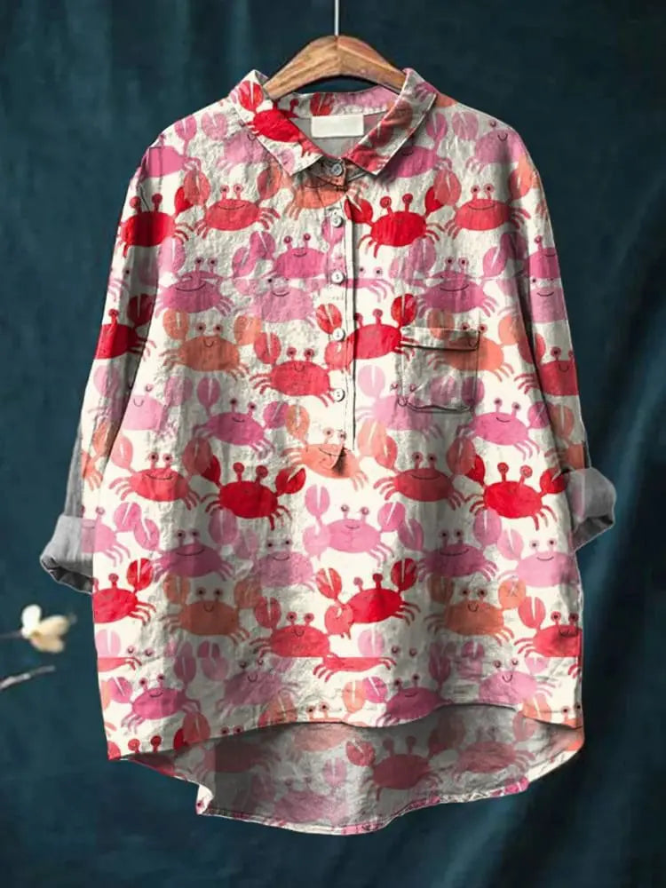 Lucie | Women’s Summer Crab Pattern Casual Shirt CULT ÉIRE