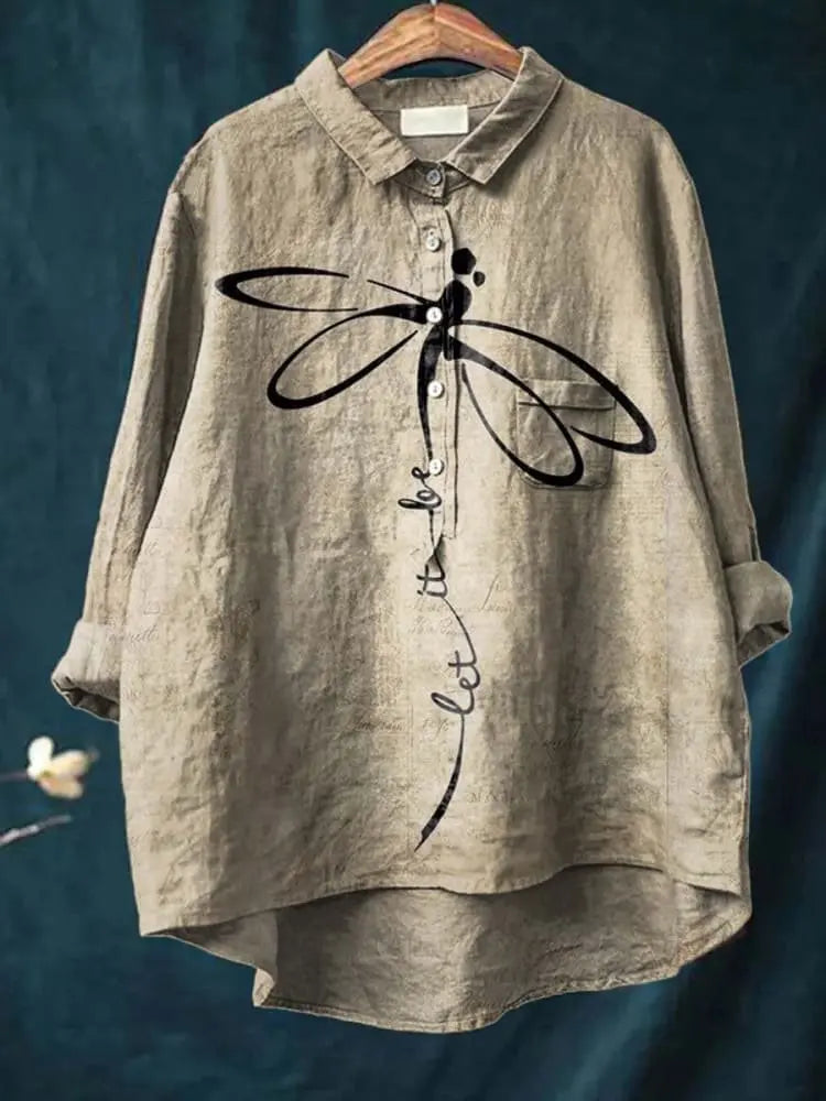 Anaïs | Women’s Graceful Dragonfly Print Casual Shirt CULT ÉIRE