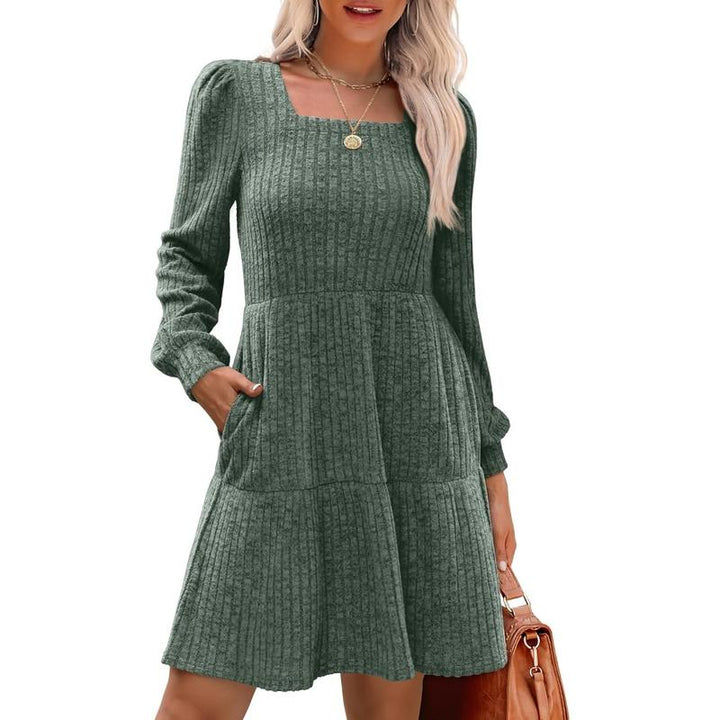 ELIZA™ - Cozy Square Neck Long Sleeve Babydoll Sweater Dress CULTÉIRE DUBLIN