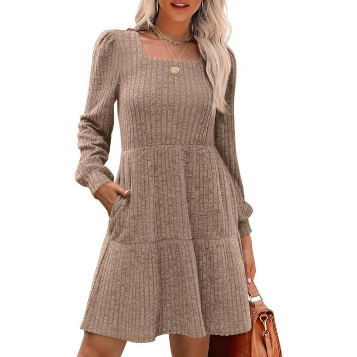 ELIZA™ - Cozy Square Neck Long Sleeve Babydoll Sweater Dress CULTÉIRE DUBLIN