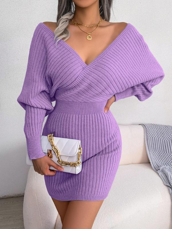 BLAKE™ - Wrapped V-Neck Sweater Dress with Slim-Fit Long Sleeves CULTÉIRE DUBLIN