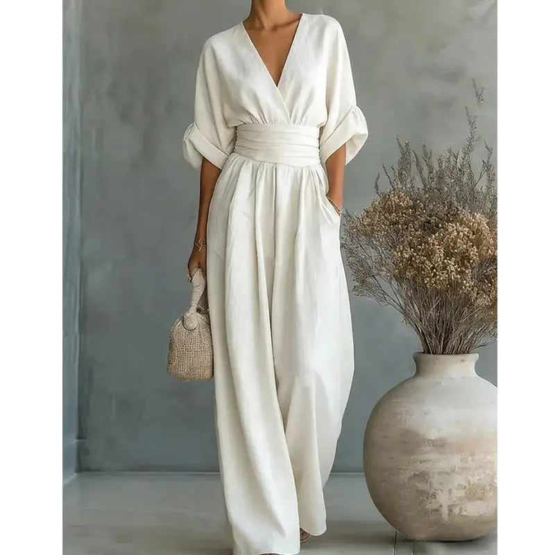 Slimelle | V Neck Wide Leg Jumpsuit CULT ÉIRE