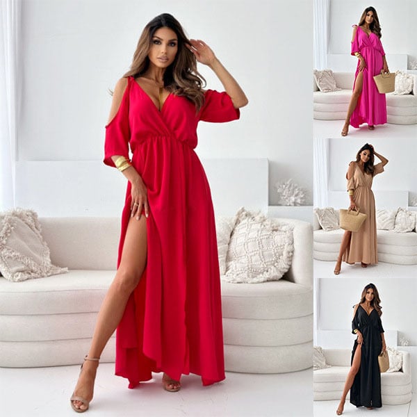 ZAFIRA | V-Neck Dress with Side Slit CULTÉIRE DUBLIN