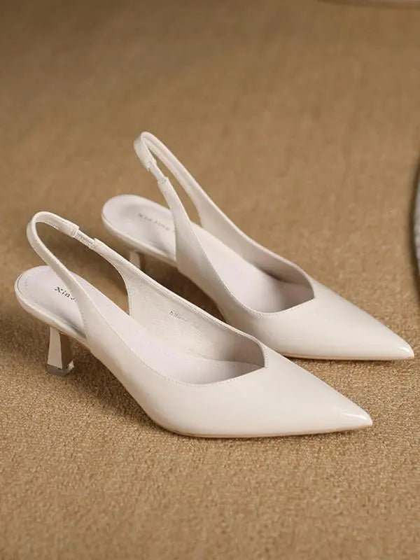 AMIRA™ - Women’s PU Leather Slingback Heels Simple Solid Color Pointed Toe Pumps CULT ÉIRE