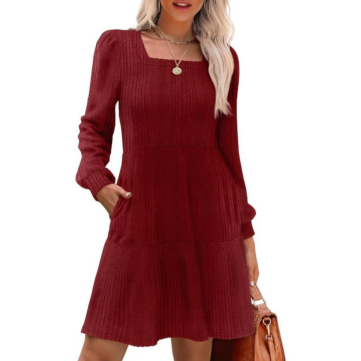 ELIZA™ - Cozy Square Neck Long Sleeve Babydoll Sweater Dress CULTÉIRE DUBLIN