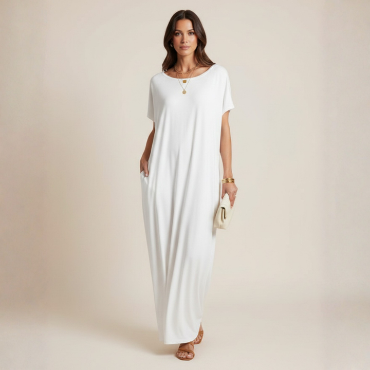 LARISA | Women’s Loose Summer Maxi Dress with Short Sleeves CULTÉIRE DUBLIN