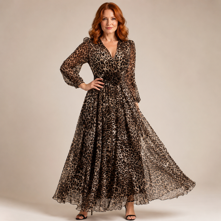 CASEY | Leopard Print V-Neck Maxi Dress CULTÉIRE DUBLIN