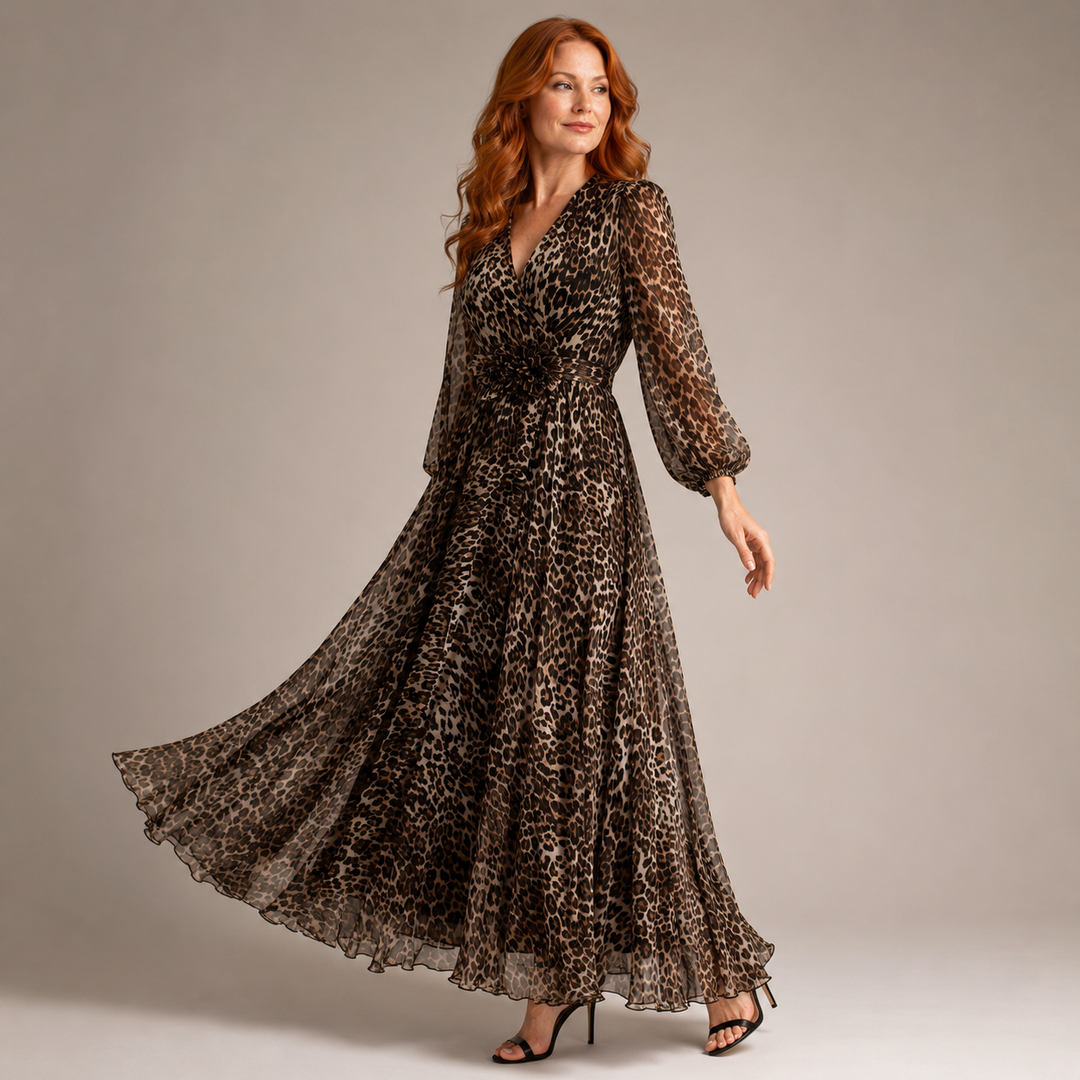 CASEY | Leopard Print V-Neck Maxi Dress CULTÉIRE DUBLIN