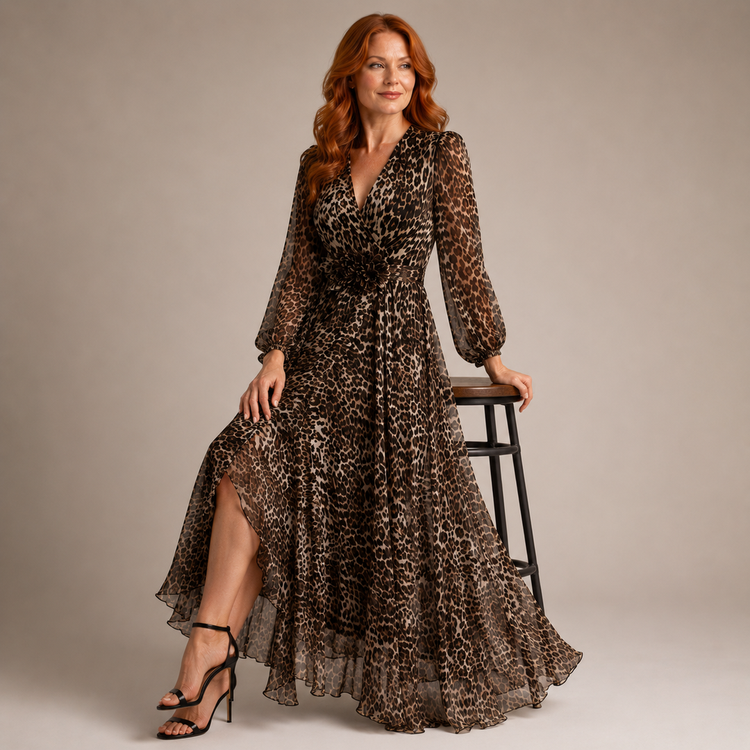CASEY | Leopard Print V-Neck Maxi Dress CULTÉIRE DUBLIN