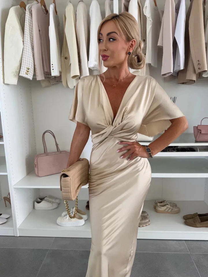 MERNES™ | Twist Front Satin Midi Dress CULT ÉIRE