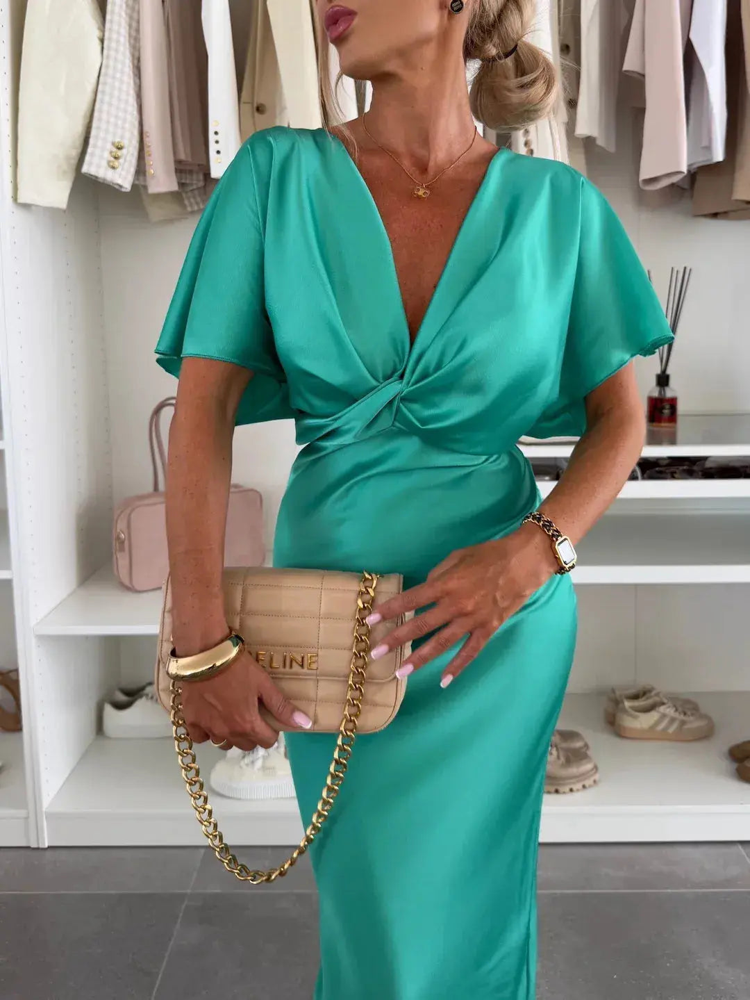 MERNES™ | Twist Front Satin Midi Dress CULT ÉIRE