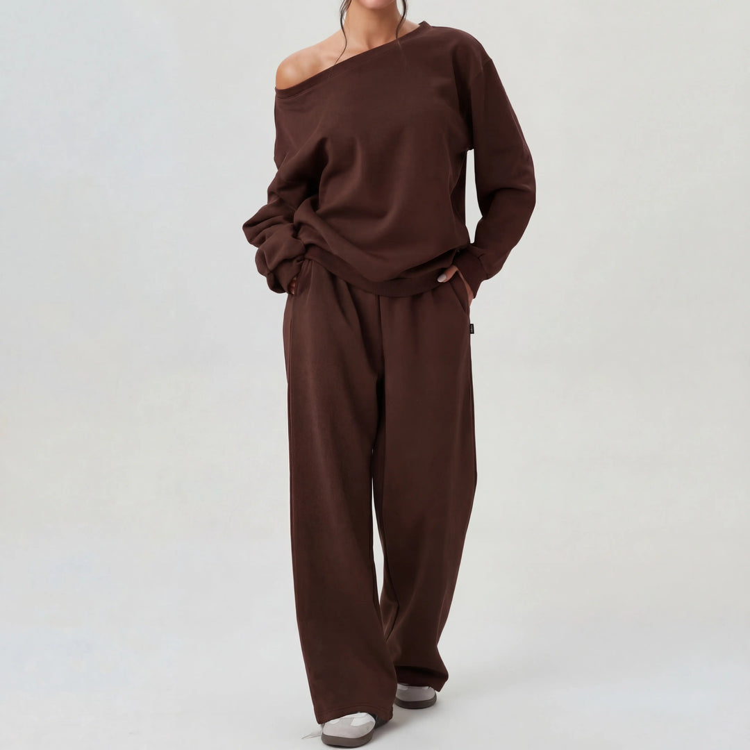 NELIA™ - Casual One-Shoulder Long Sleeve Two-Piece Set CULT ÉIRE