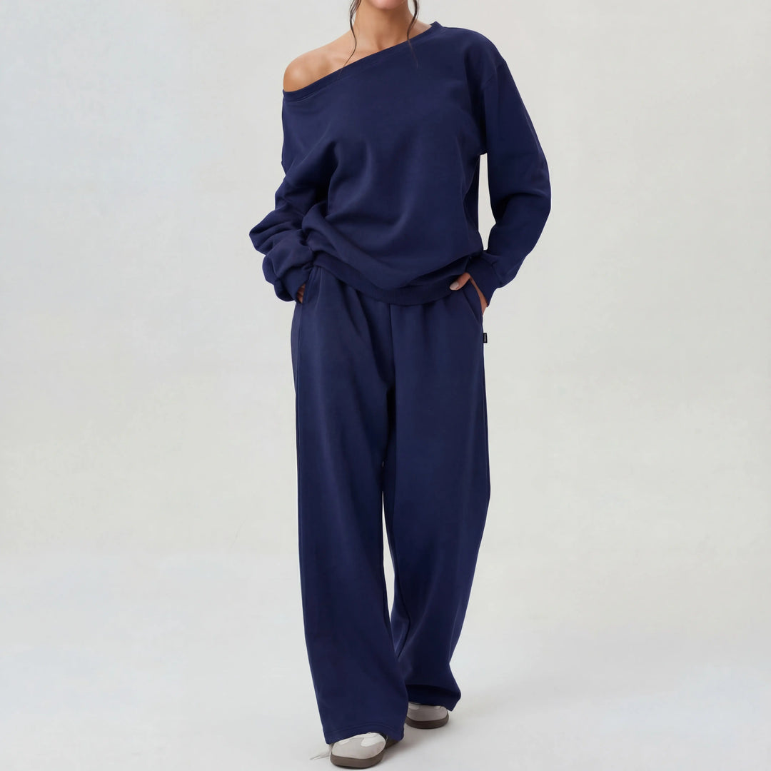 NELIA™ - Casual One-Shoulder Long Sleeve Two-Piece Set CULT ÉIRE