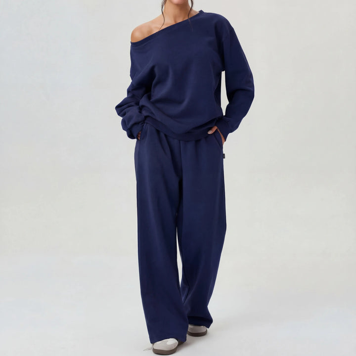 NELIA™ - Casual One-Shoulder Long Sleeve Two-Piece Set CULT ÉIRE