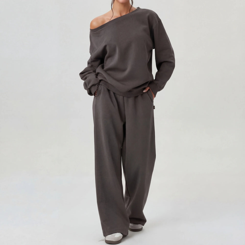 NELIA™ - Casual One-Shoulder Long Sleeve Two-Piece Set CULT ÉIRE