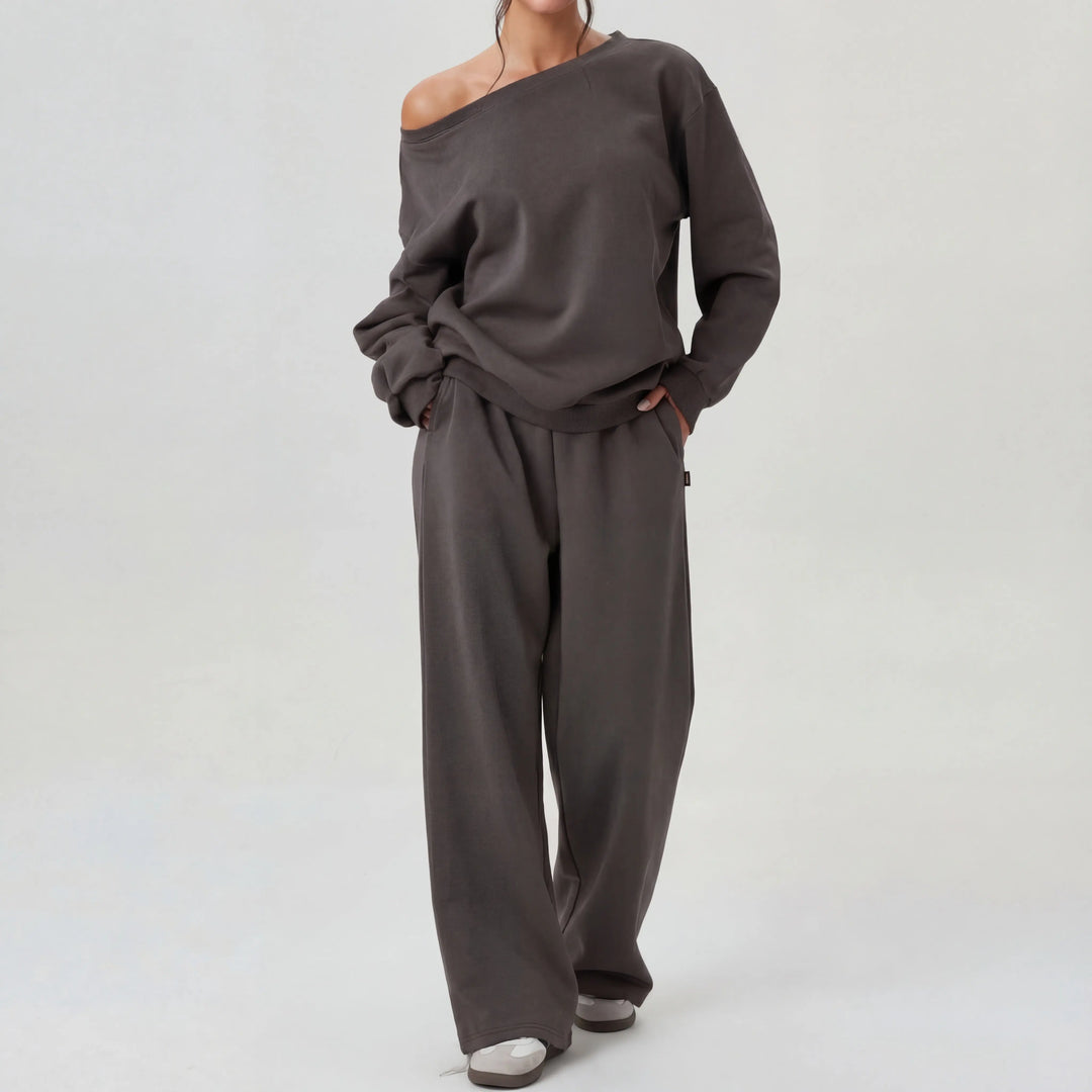NELIA™ - Casual One-Shoulder Long Sleeve Two-Piece Set CULT ÉIRE