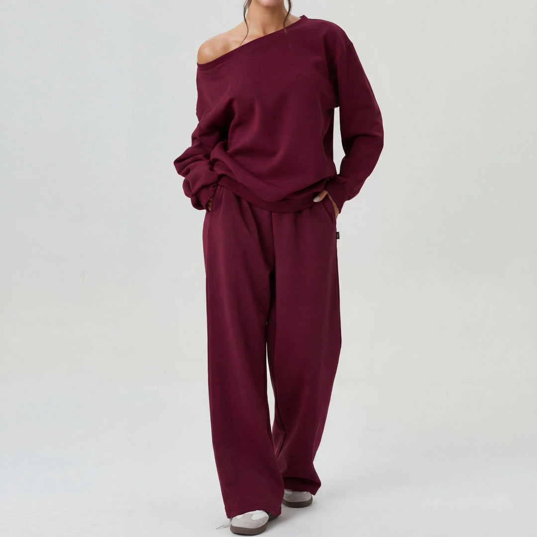 NELIA™ - Casual One-Shoulder Long Sleeve Two-Piece Set CULT ÉIRE