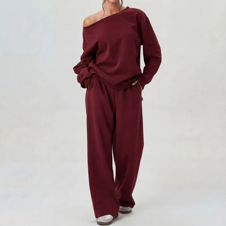 NELIA™ - Casual One-Shoulder Long Sleeve Two-Piece Set CULT ÉIRE