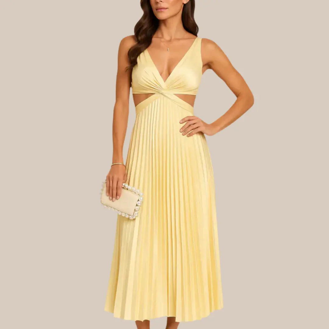 SANNE™ | Elegant Pleated Midi Dress CULT ÉIRE