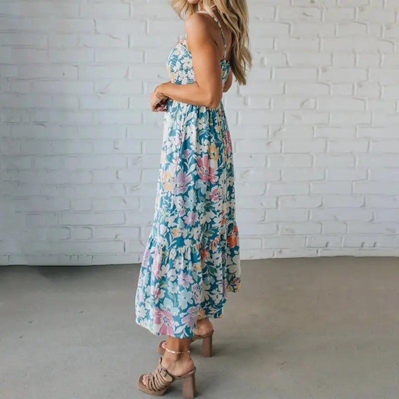 FIONA™ | Floral Maxi Dress Smocked Bodice Adjustable Straps CULT ÉIRE