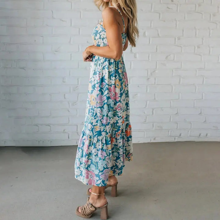 FIONA™ | Floral Maxi Dress Smocked Bodice Adjustable Straps CULT ÉIRE
