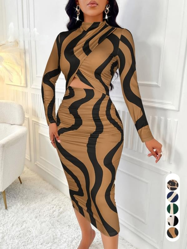 ARA™ - Colorblock Print Cut-Out Bodycon Dress for Spring &amp; Fall CULTÉIRE DUBLIN