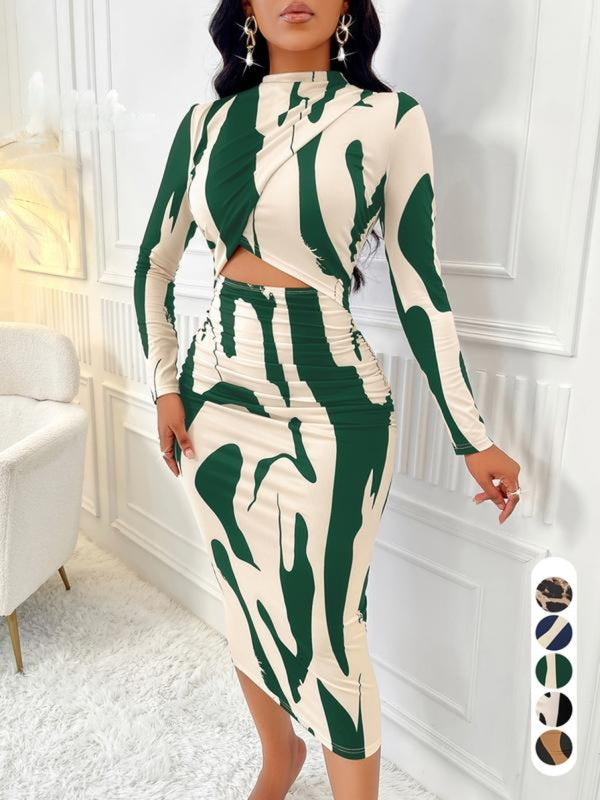 ARA™ - Colorblock Print Cut-Out Bodycon Dress for Spring &amp; Fall CULTÉIRE DUBLIN